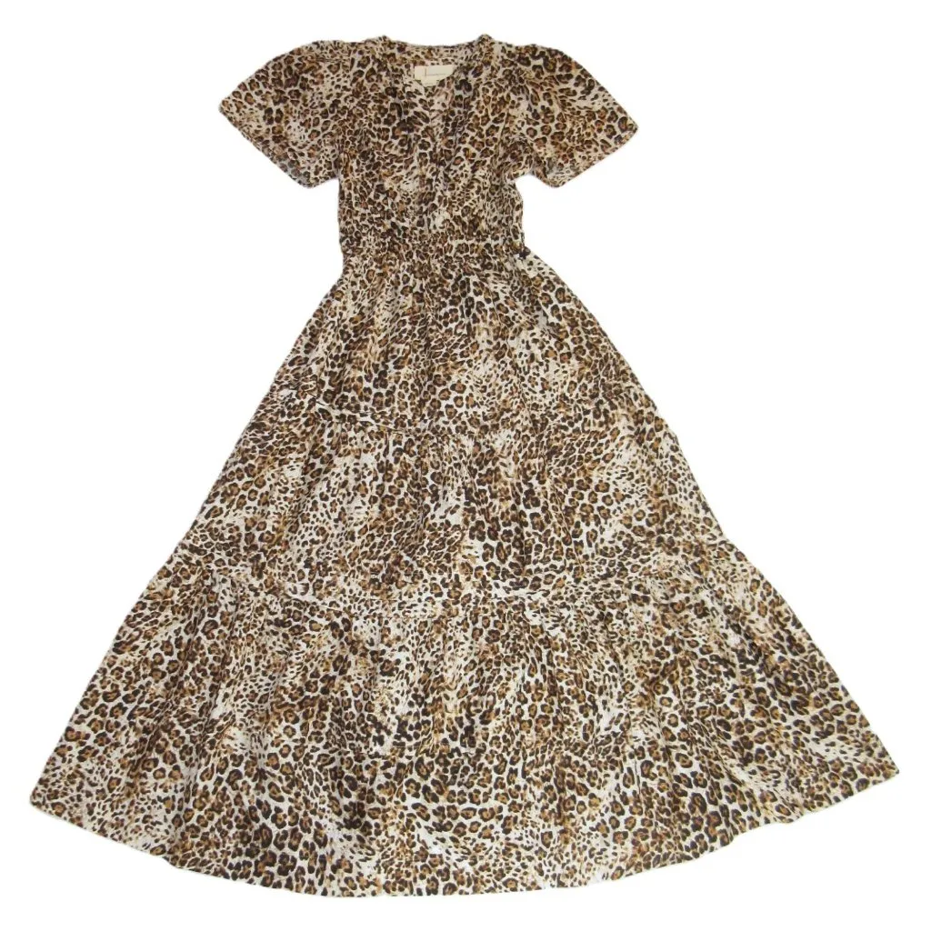 NWT Anthropologie Somerset Maxi in Chocolate Leopard Cotton Dress XXS Petite - Image 3