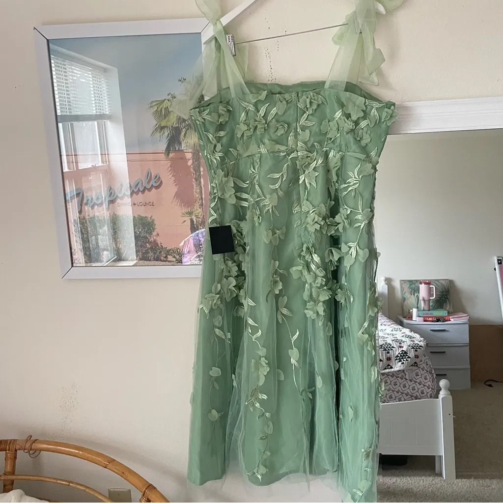 Lulus Effortlessly Sweet Sage Tulle 3D Floral Tie-Strap Midi Dress - Image 6