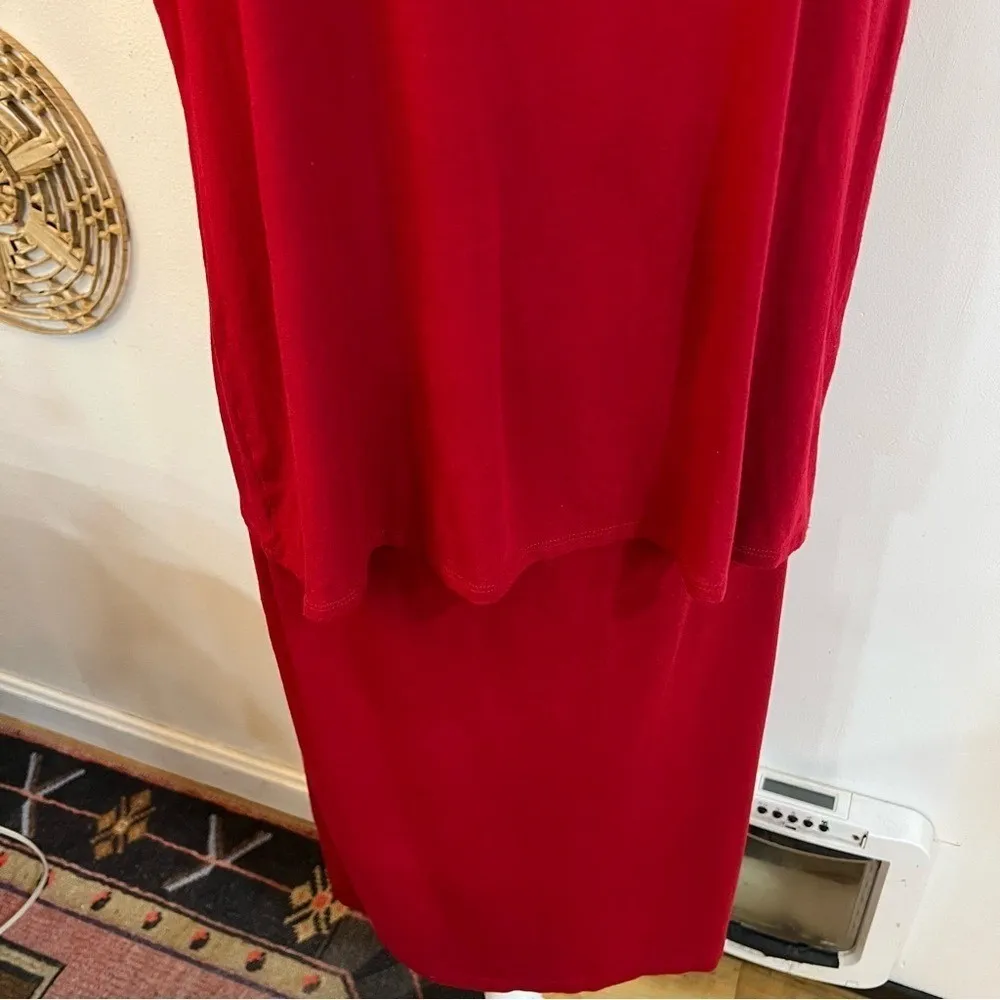 J Jill Wearever Red Sleeveless Top L & Midi Skirt Set Size S Stretch Two Piece Size L - Image 4