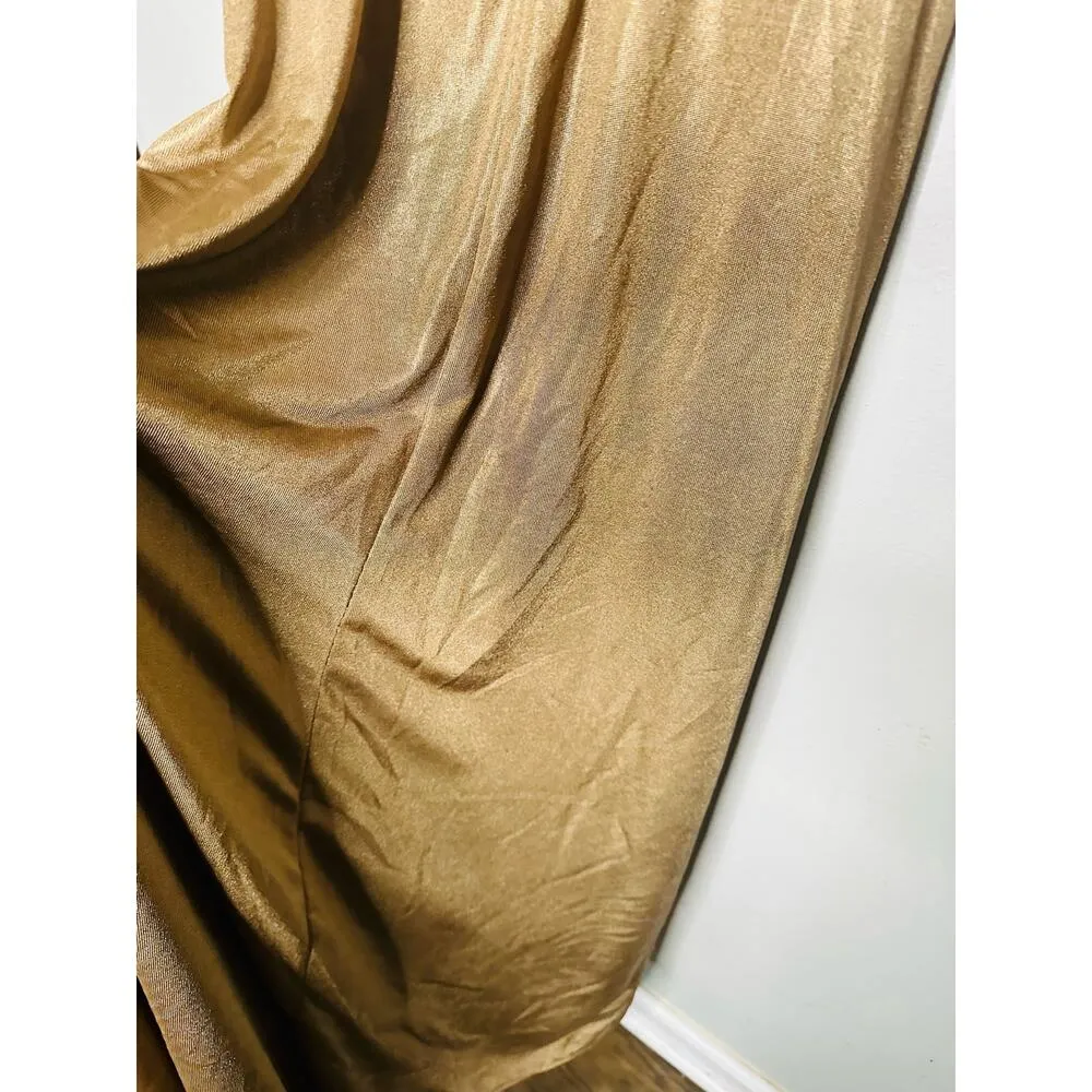 LAUREN RALPH LAUREN Gold Foil Print Twist Front Nadira Jersey Gown Size 4 - Image 15