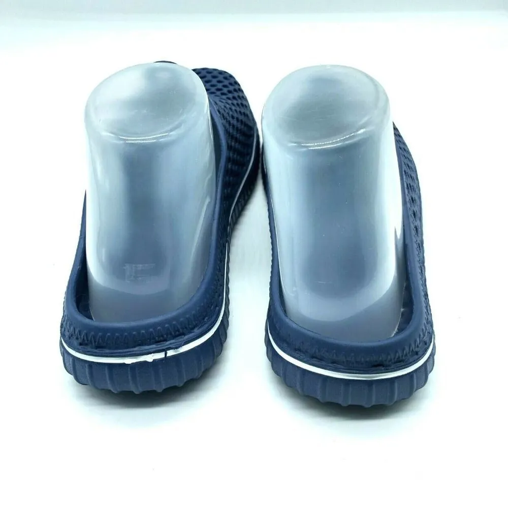 Womens Water Shoes Slip On Rubber Mesh Clog Blue 7 - Image 3