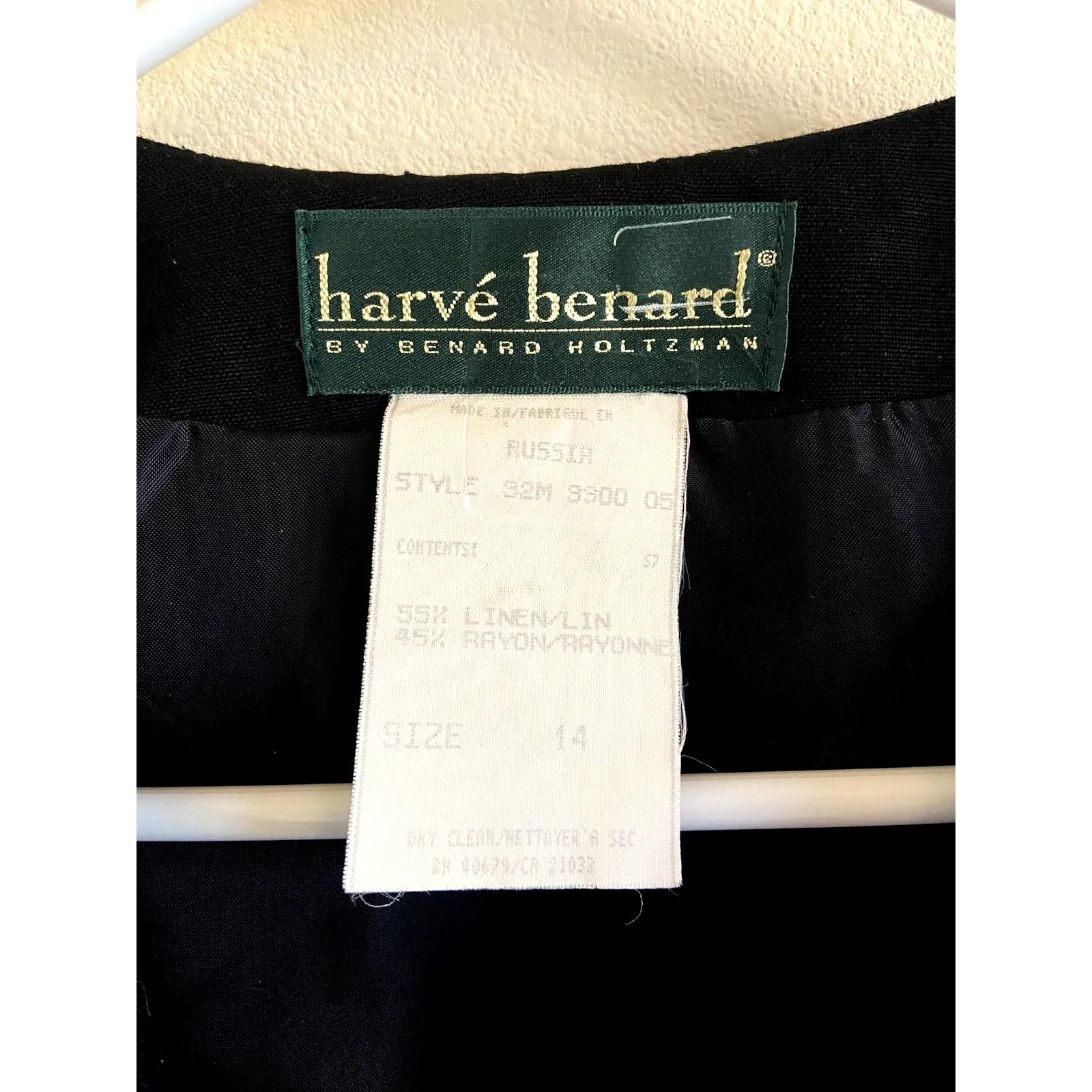 Vintage VTG Harve Benard Classic Black Linen Blend Full Zip‎ Jacket Womens 14 - Image 3