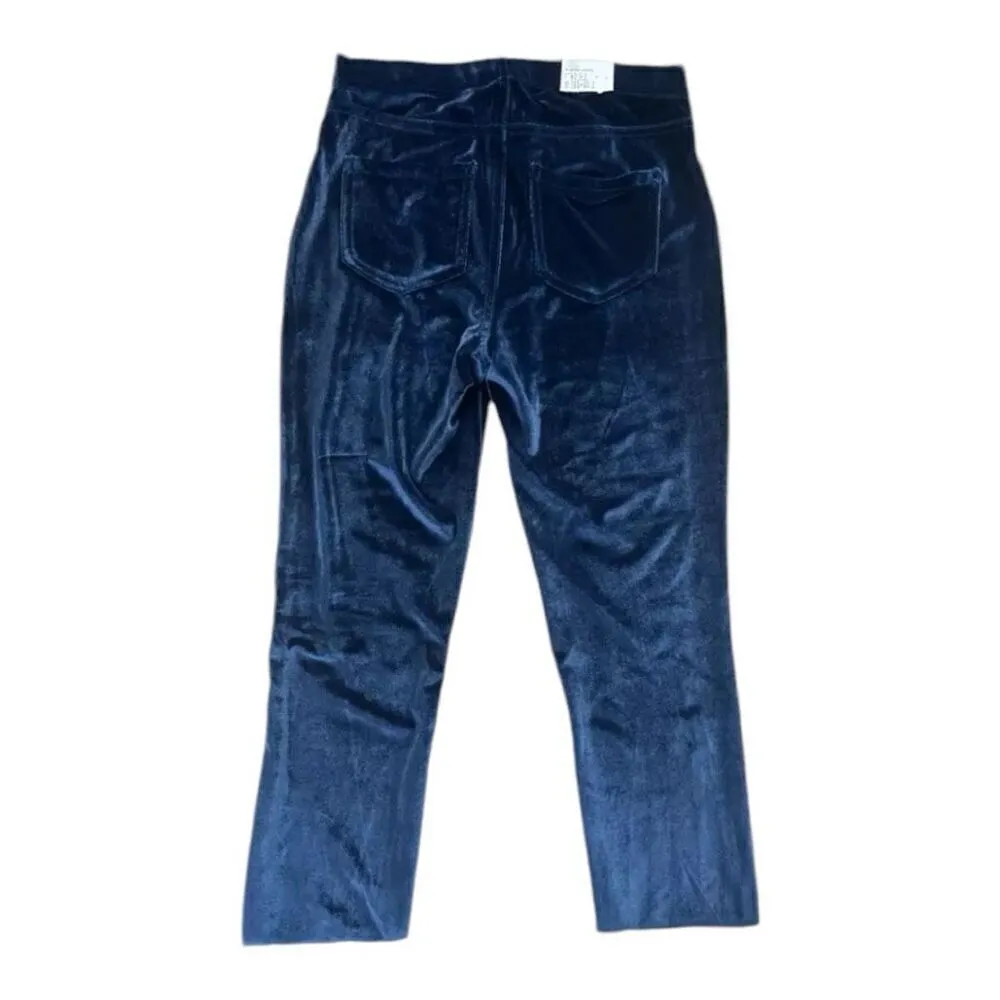 Time and Tru Mid Rise Women Velour Velvet Leggings Fitted Blue Yoga Pants Blue Size XS - Image 4