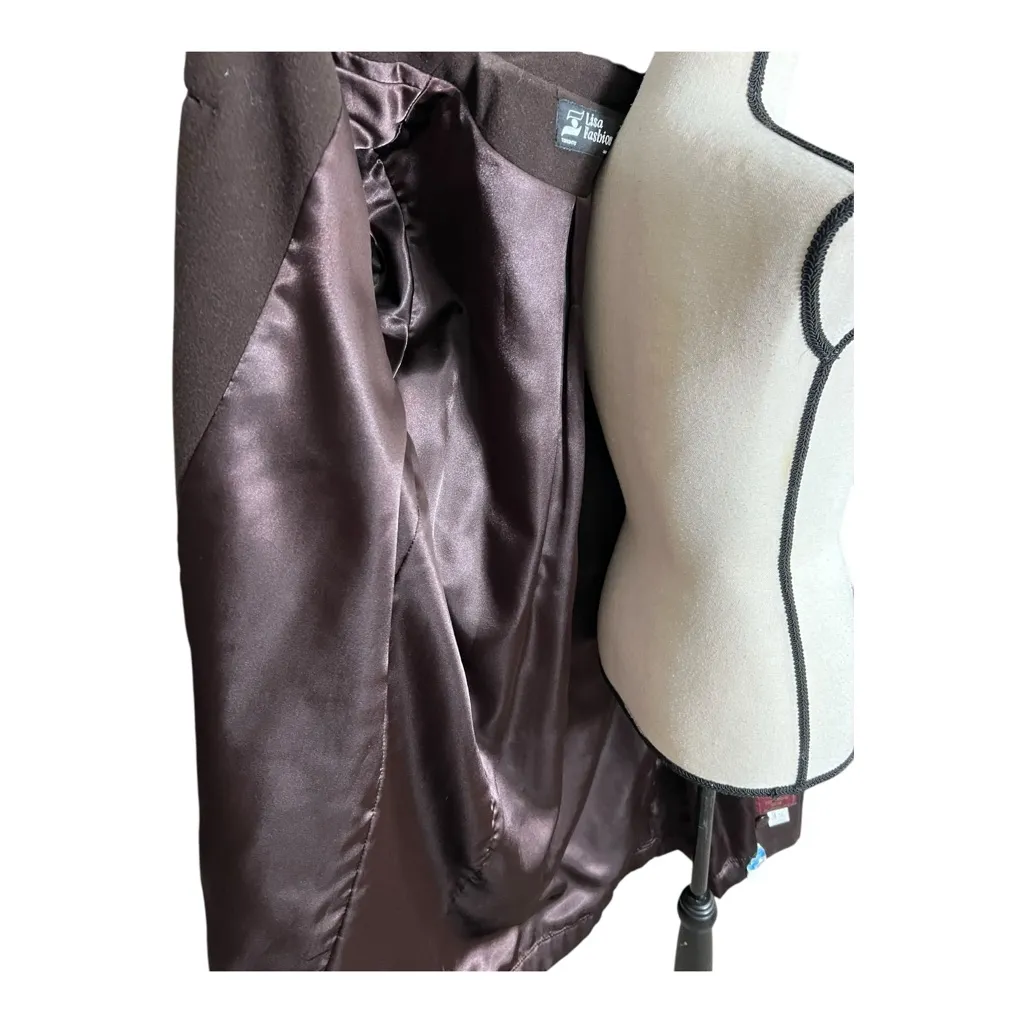 Vintage Elegant Brown Wool/Cashmere Coat With Luxurious Mahogany Mink Fur Collar Size 8 - Image 5