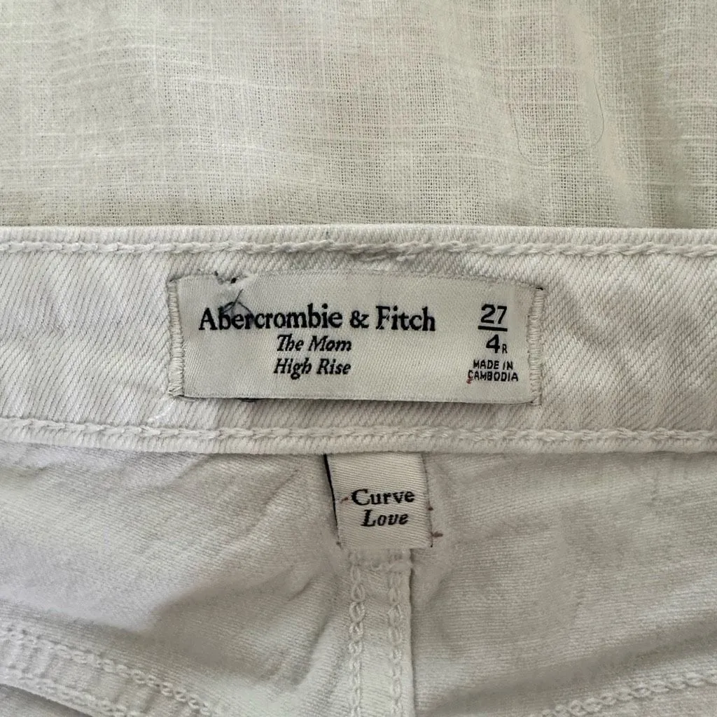 Abercrombie & Fitch Women’s 27 White Curve Love Distressed Mom Jeans High Rise - Image 4