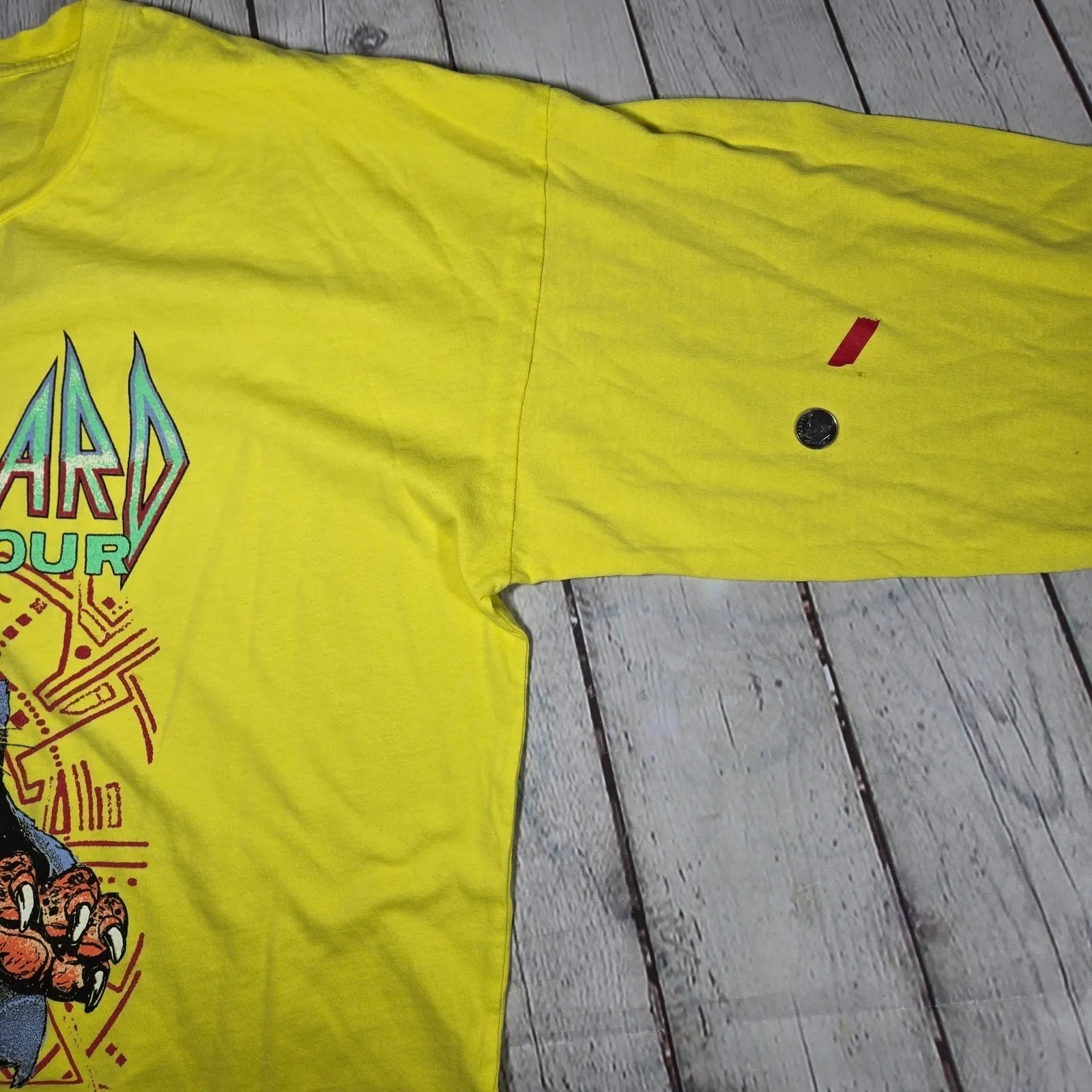 DAYDREAMER Def Leppard Hysteria Tour Long Sleeve T‎ Shirt Yellow Cotton M - Image 8