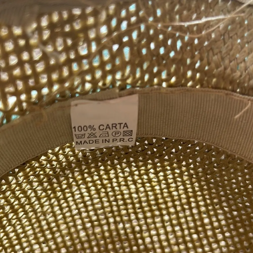 Sun Hat. 💯 Carta. Like new. Natural color. Polka dot ribbon. One size. - Image 7