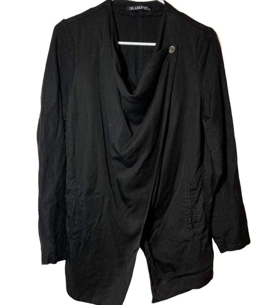 Blank NYC Black Linen/Tencel Drape Jacket Wrap S - Image 2