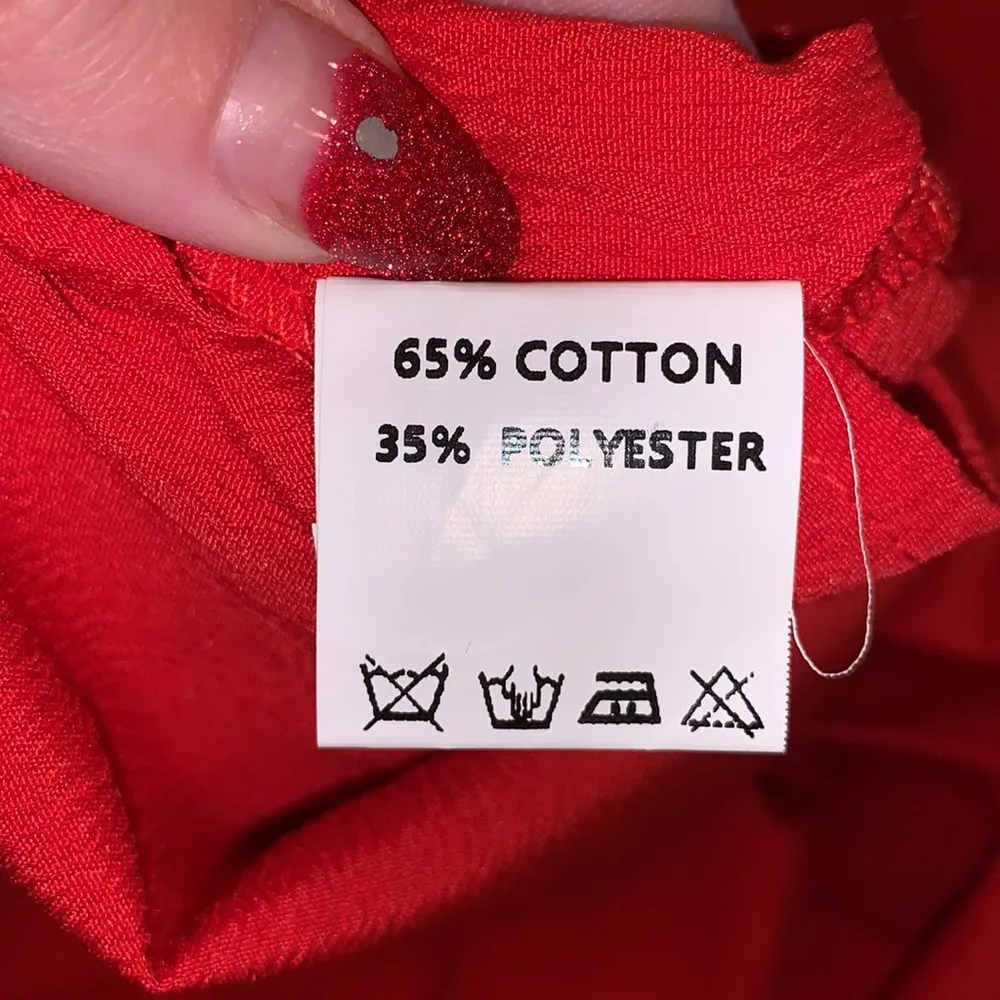 Amazon NWT  tomato red pleated mock neck ruffle sleeve blouse - Image 8