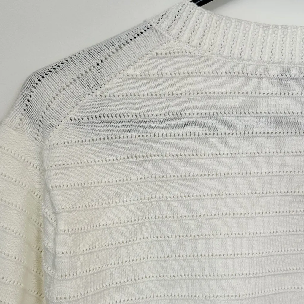 NWT Madewell White Textural-Stitch Cotton Sweater - Size: Large - Image 5