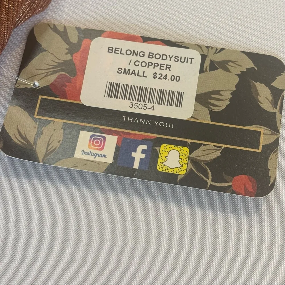 BLASHE Belong Bodysuit in Copper‎ with Adjustable Spaghetti Straps NWT Small Gold - Image 13