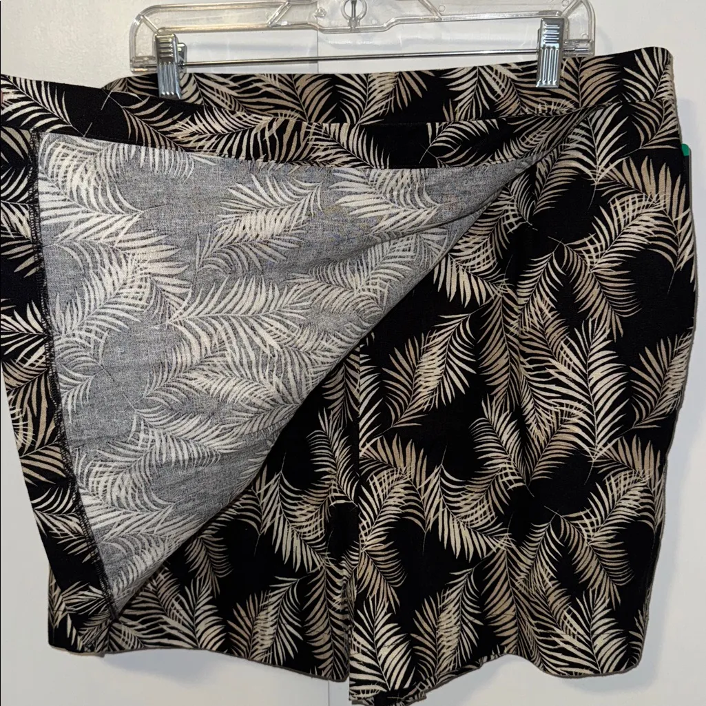 Ellen Tracy Linen Blend Skort Black Fern Print Women’s XL Extra Large - Image 3