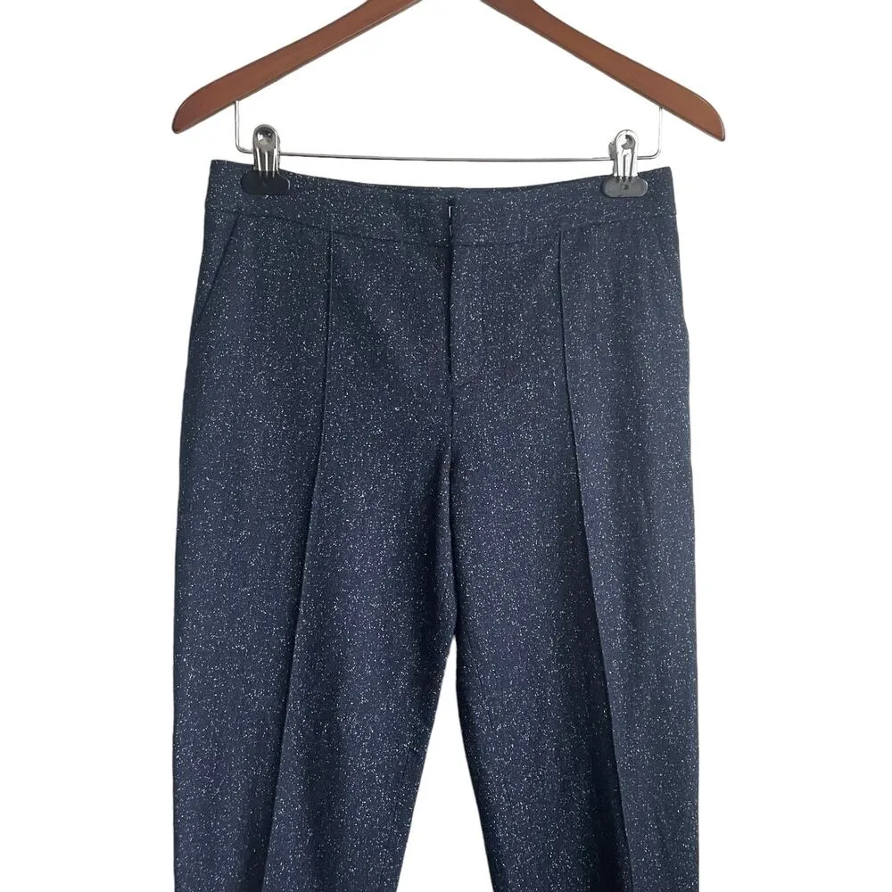 Club Monaco Pants Women 0 Navy Skinny Leg White Speckle Zipper Ankle Band Y2K - Image 7