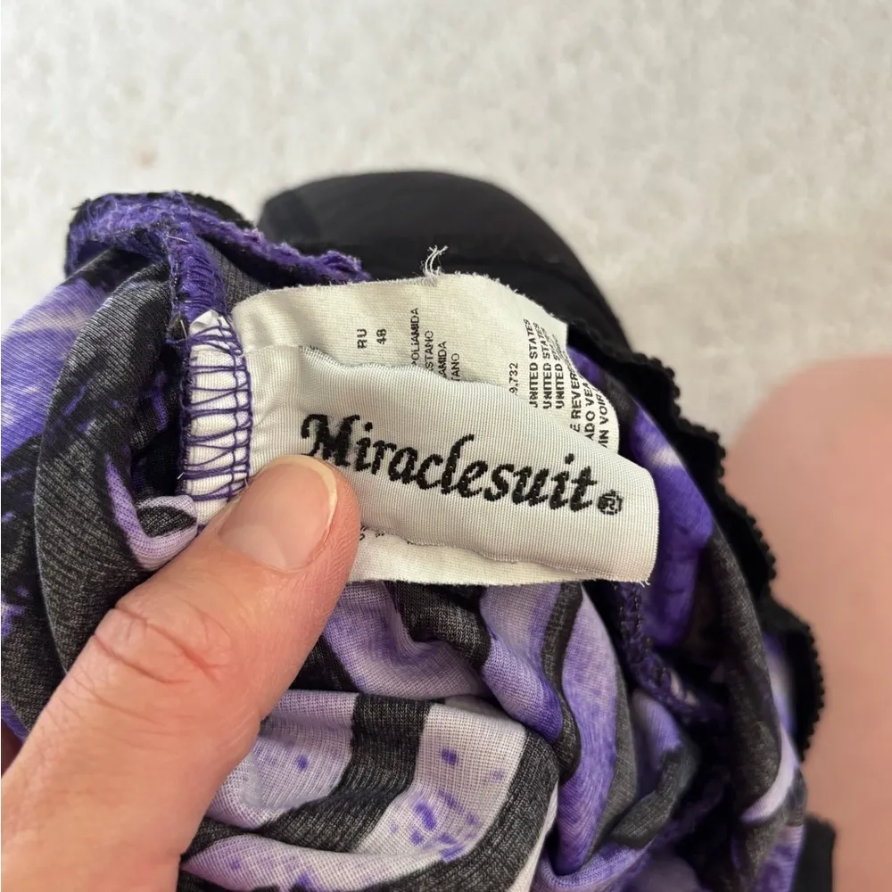 Miraclesuit Caliente One Piece Swimsuit Faux Wrap Purple Intrigue Eggplant US 12 - Image 5