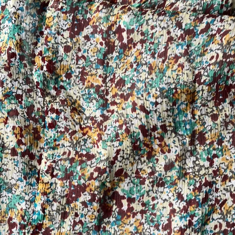 Zadig & Voltaire Rimana Ruffle Cap Sleeve Silk Dress Green Blue Maroon Size XS - Image 7