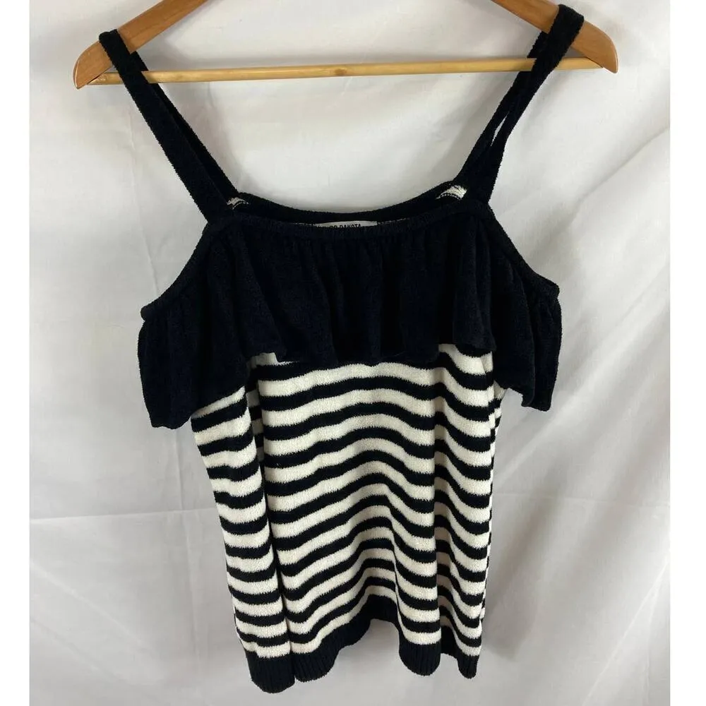 BB DAKOTA Hollaback Sweater Cold Shoulder Striped Medium - Image 3