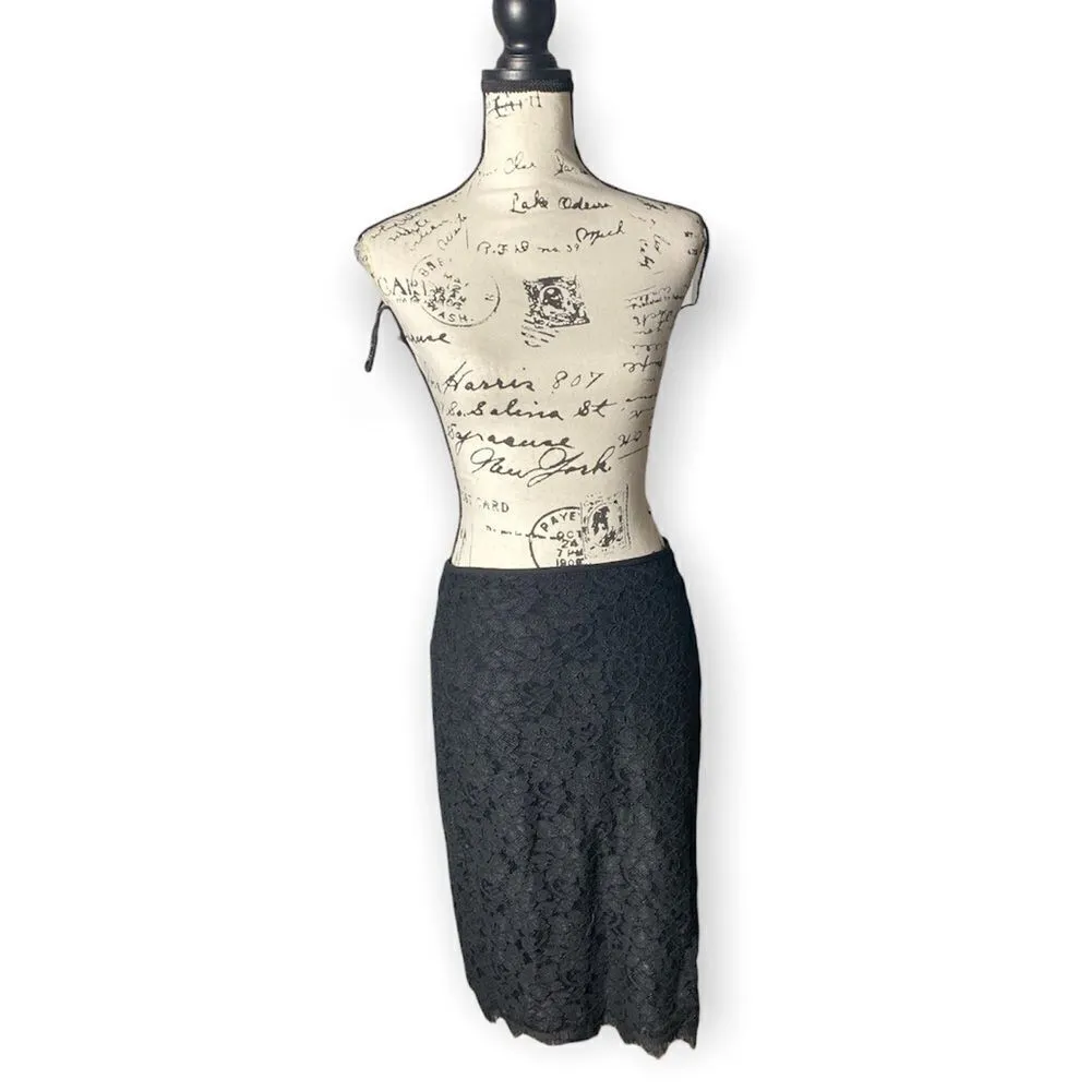 Diane Von Furstenberg SZ 10 Scotia Black Lace Pencil Skirt - Image 9