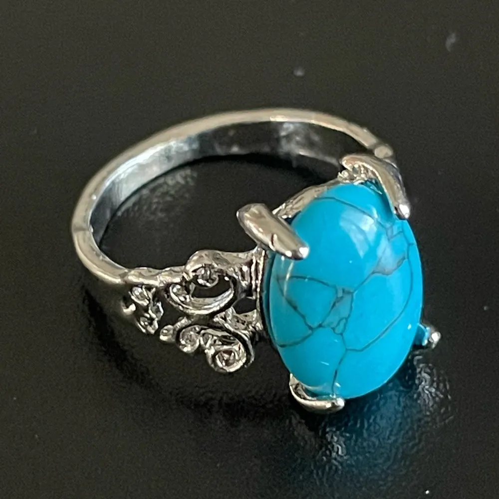 Turquoise stone S925 silver ring size 7 - Image 2