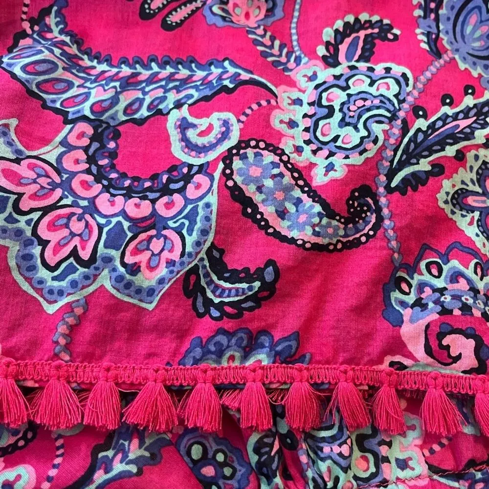 Talbots Swim Coverup Blouson Tie Neck Long Sleeve Pink Paisley Women’s Size XL - Image 10