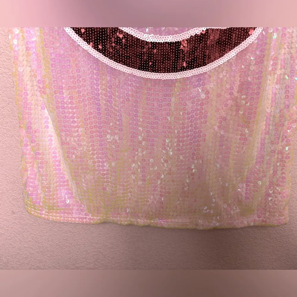 Chicago Cubs MLB Baseball White Sequined Logo Oversized T - Image 4