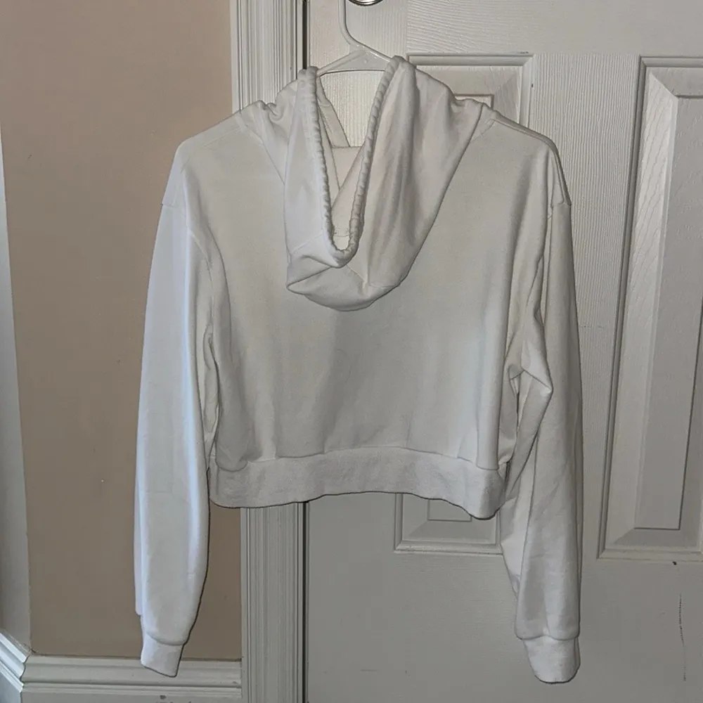 Hooever Women's Cropped Zip Up Drawstring Jacket White Large - Image 5