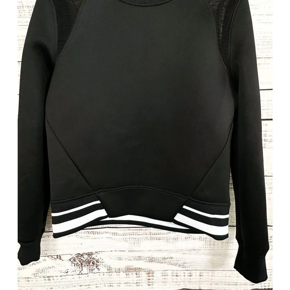 C & C California Women's Neoprene Scuba Mesh Pullover Sweatshirt Black Sz Medium - Image 3