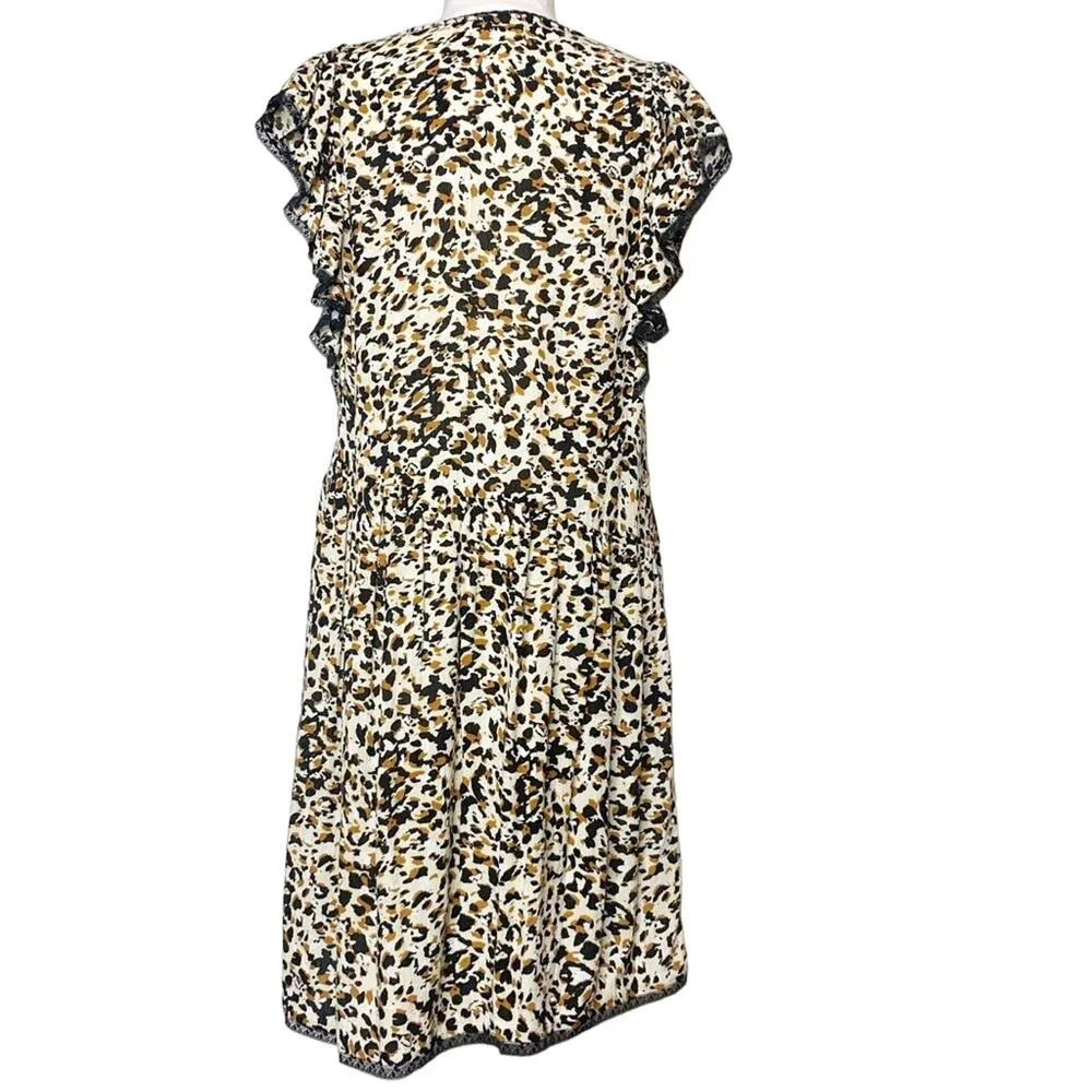 Zadig & Voltaire ringo leo leopard crinkle lace trim dress sz XS - Image 8