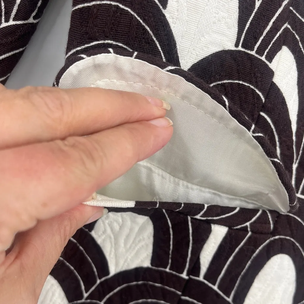 Trina Turk Art Deco Quilted Womens Blazer Sz 2 Jewel Retro Y2K Glam Brown Crop - Image 11