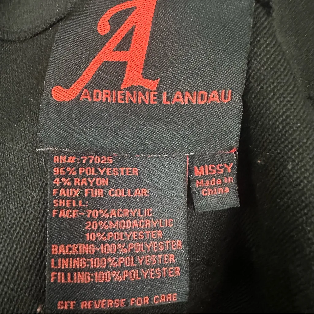 Adrienne Landau Removable Faux Fur Cape Cloak Black Gray Hook Closures One Size - Image 7