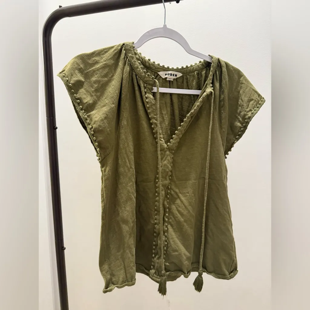 Boden Millie Split Neck Cotton Top Size 6 - Image 3