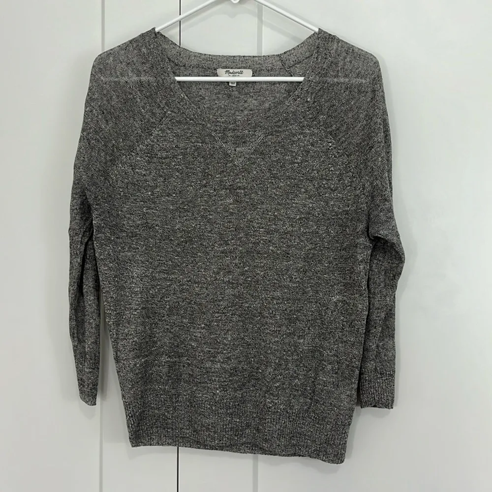 Madewell  XS Gray Lightweight Linen Long Sleeve Sweater - Image 4