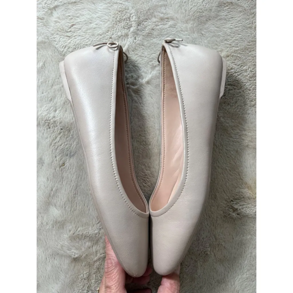 Kate Spade New York Pink Leather Ballet Flats With Bow & Spade Charm Womens Shoe - Image 8