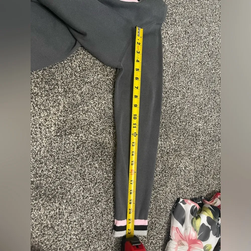 NWOT Joan Rivers Gray Pink Knit Long Sleeve Cardigan Sweater Open Front Size L - Image 8