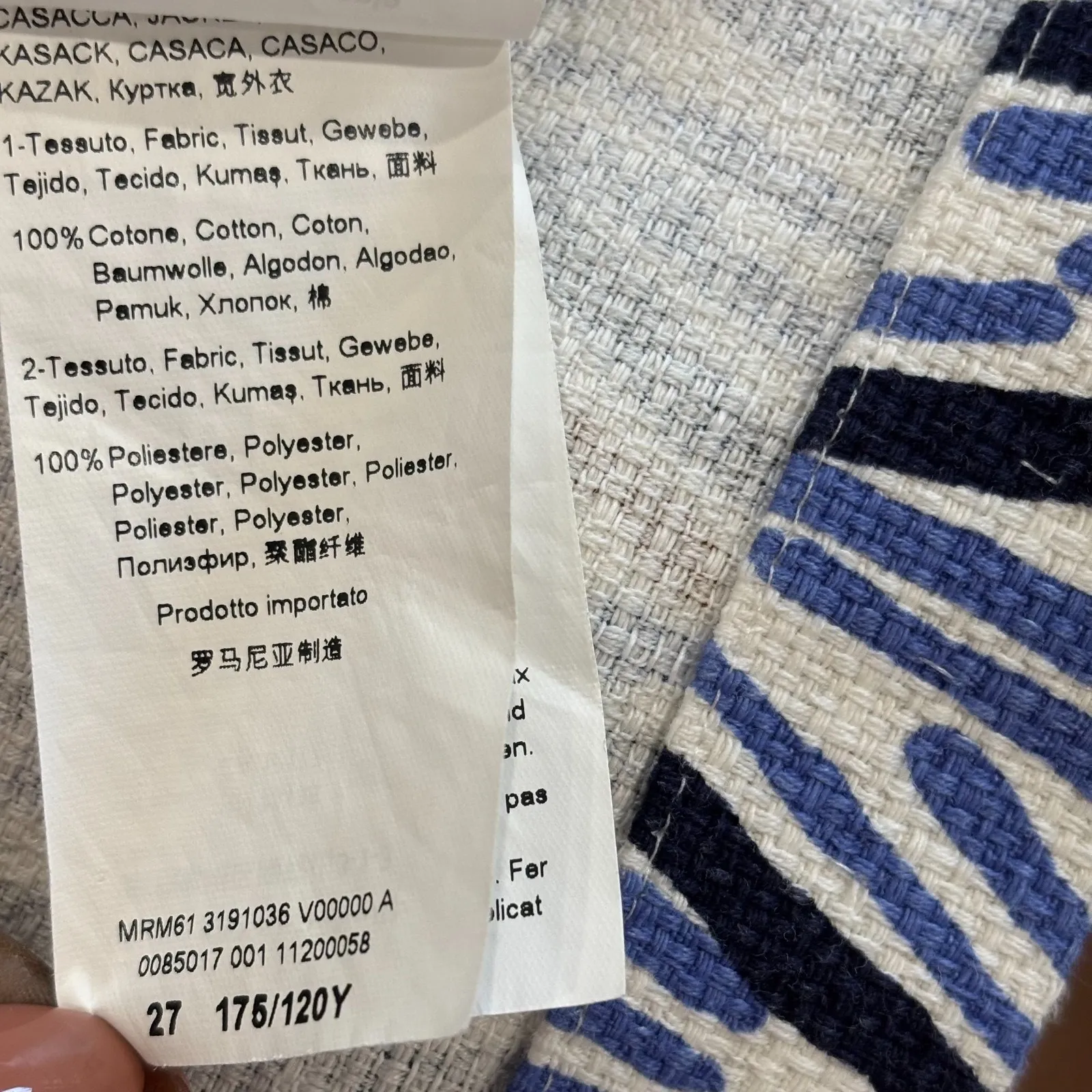 Marina Rinaldi Size 18 (27) Multicolor 100% Cotton Canvas Mid Length Jacket - Image 6