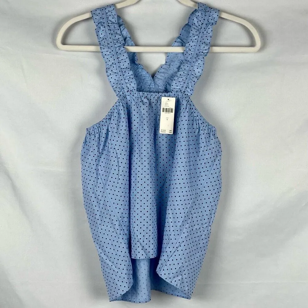 New! NWT Waverly Grey Liberant Anthropologie Chambray Ruffle Pin Dot Berlin Blou Blue - Image 3