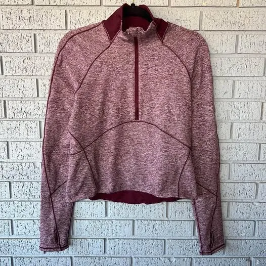 Lululemon Half Zip Pullover Heathered Garnet Size 8 - Image 5