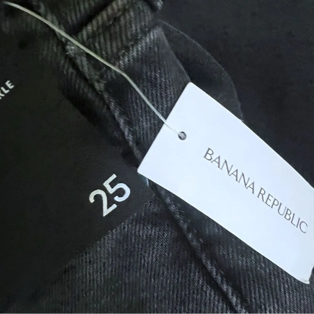 Banana Republic High Rise Straight Jeans Womens 25 Gray Denim Dark Wash New - Image 6