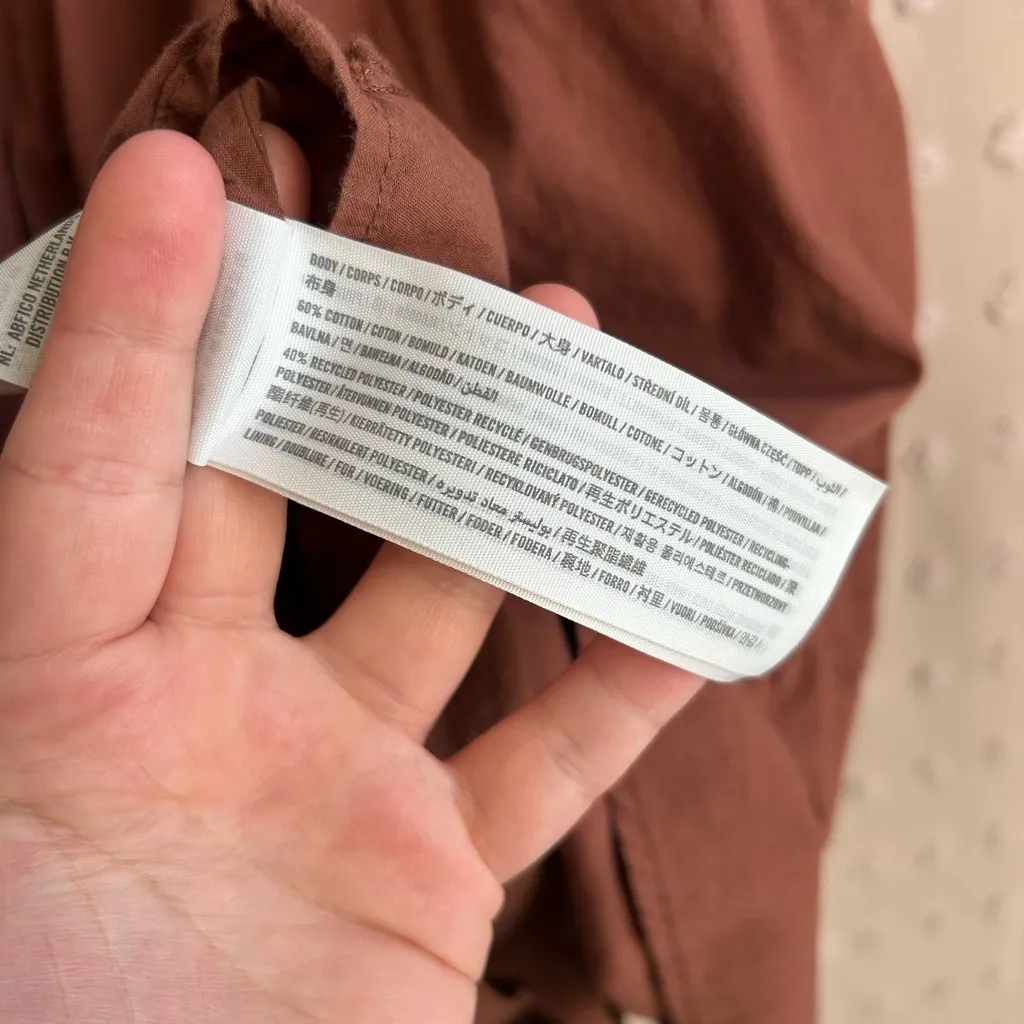 Abercrombie & Fitch Women’s Poplin Tiered Trapeze Collared Dress Sz XL Brown - Image 4