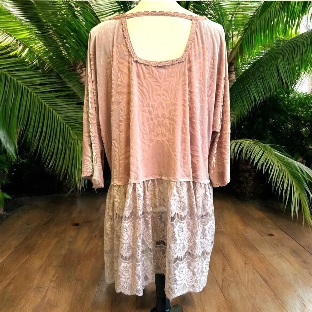 FREE PEOPLE Velvet Lace Fortune Teller Top - Dusty Blush Pink - Small - Image 5