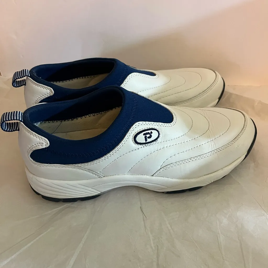 PROPET WASH & WEAR SLIP ON SNEAKERS WOMENS WHITE NAVY SZ 9 PREOWNED - Image 5