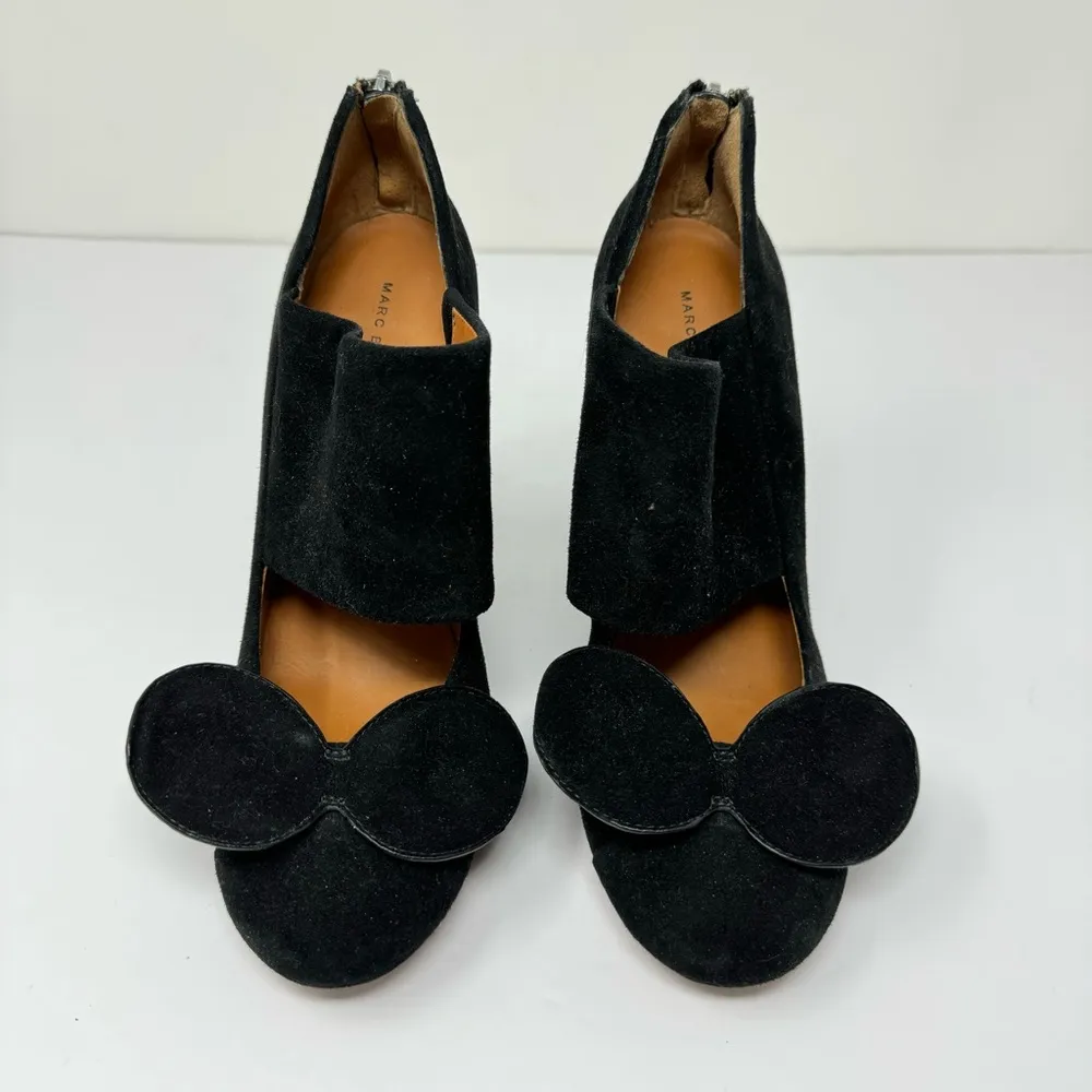 MARC JACOBS black suede “mini mouse” stacked heels, size 39.5 - Image 2