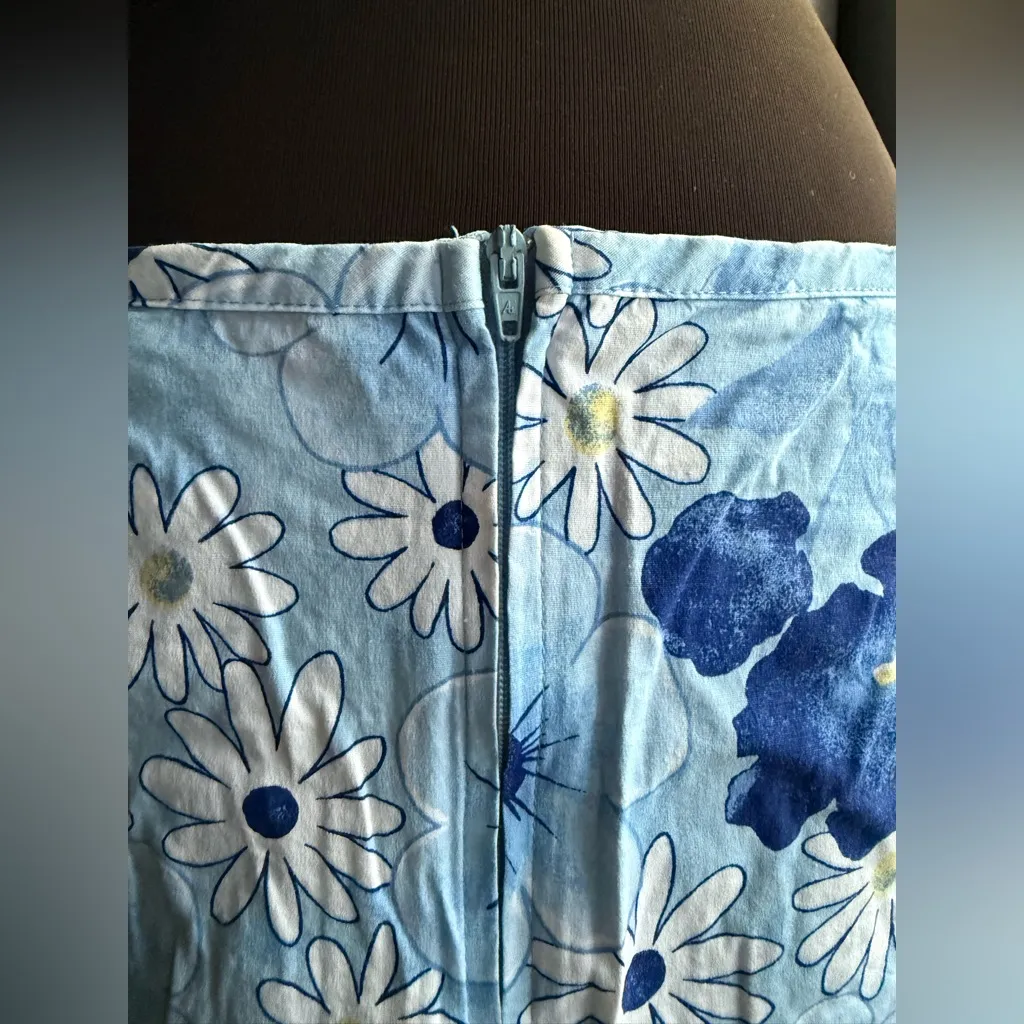 Vintage Tangents blue flower power mini skirt, size 13/14 - Image 6
