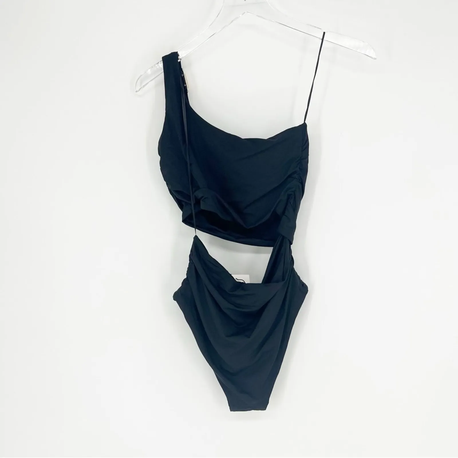 NWT‎ ZARA Asymmetrical Cut Out Bathing Suit S Black - Image 3