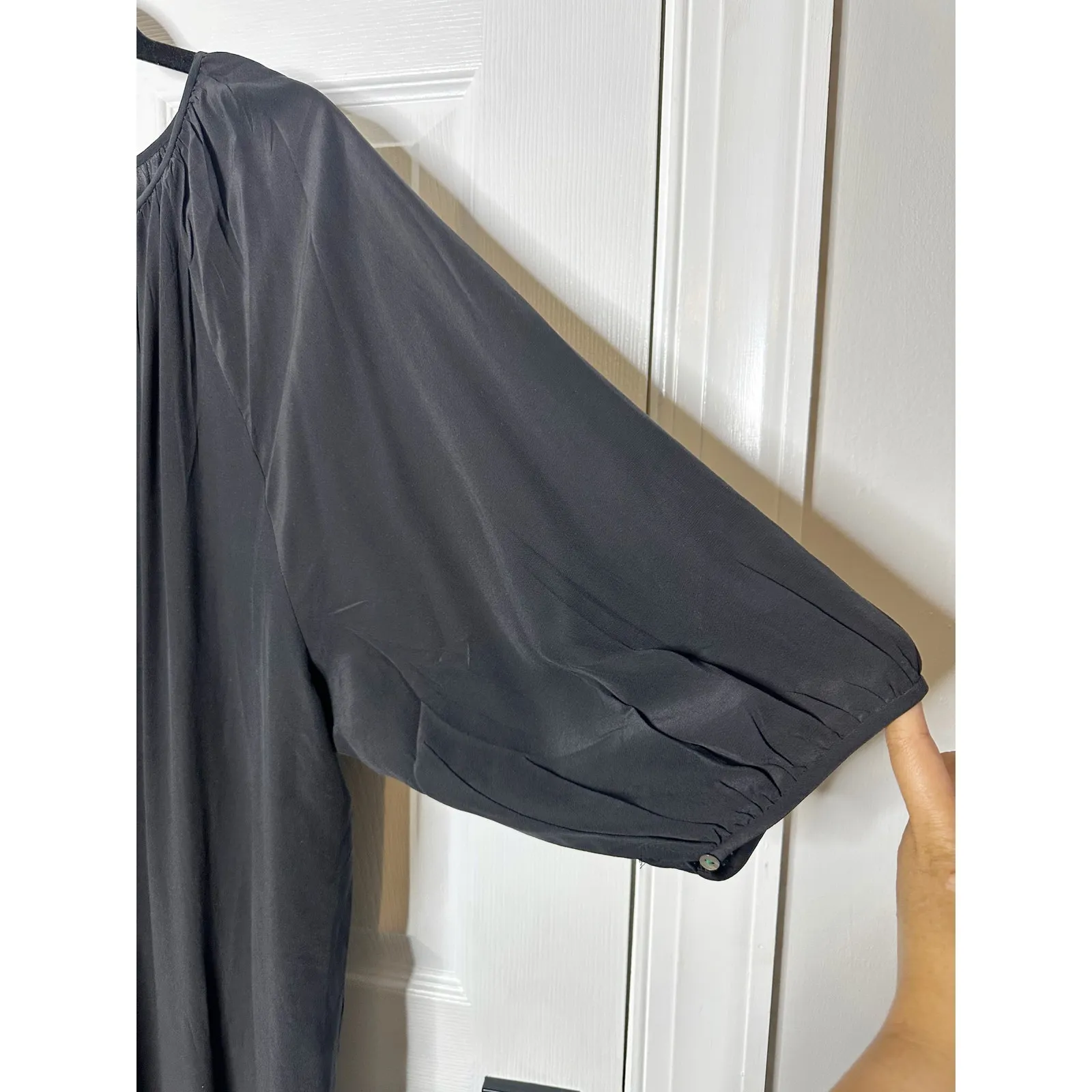 Matta New York 100% Silk Lagenlook Relaxed Oversized‎ Maxi Dress M/L Black Size undefined - Image 3