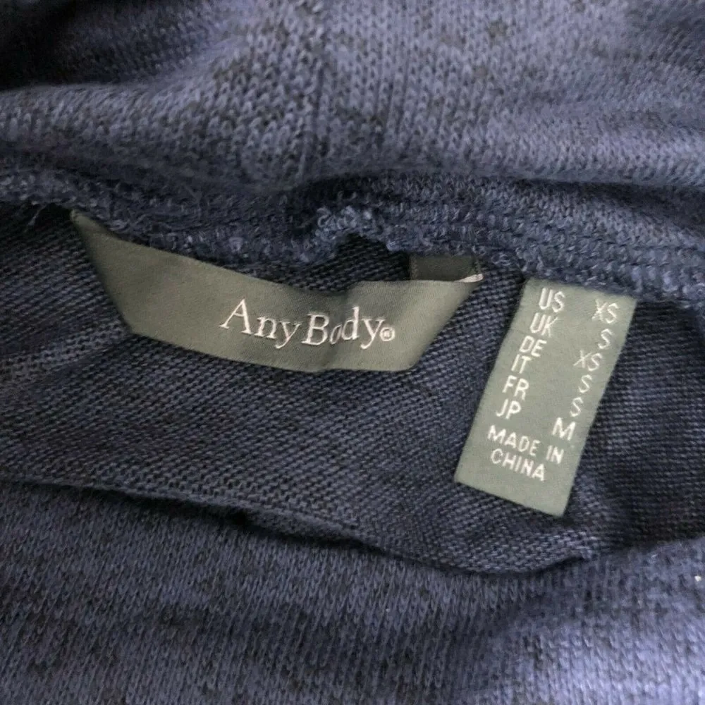 AnyBody Brushed Hacci Turtleneck Top Long Sleeve Pullover Stretch Blue Size XS - Image 3