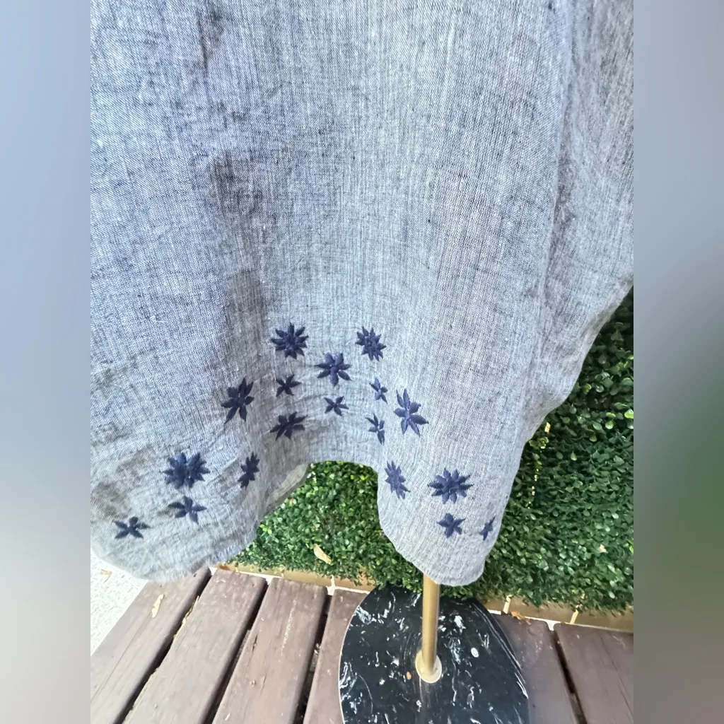 NWT Kyla Seo Caite Laramie Embroidered Linen Shift Dress Top size Small handmade Blue - Image 4