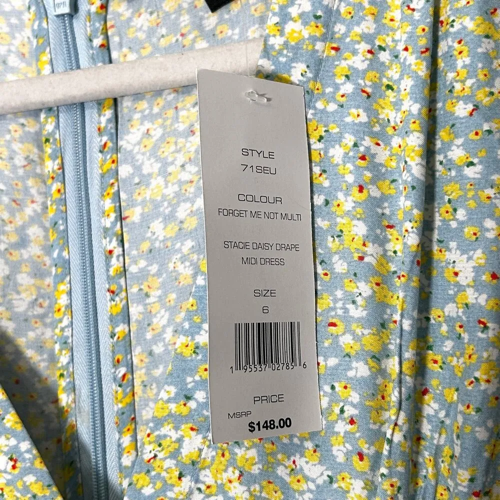 NEW French Connection Stacie Daisy Floral Pastel Midi Dress Sz 6 Dainty Romantic - Image 9