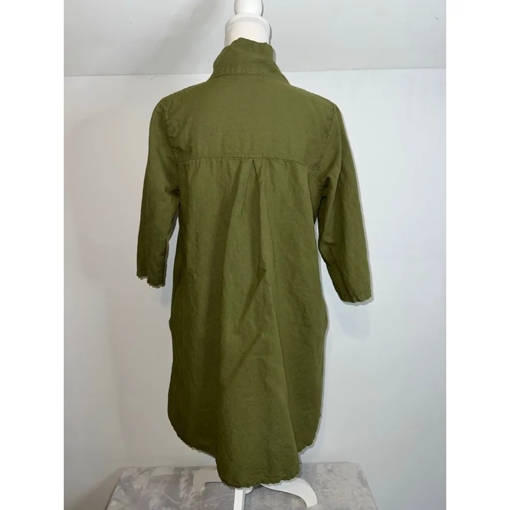 Women's Terzo Millennio Olive Green Linen Tunic Dress Size L Size L - Image 7
