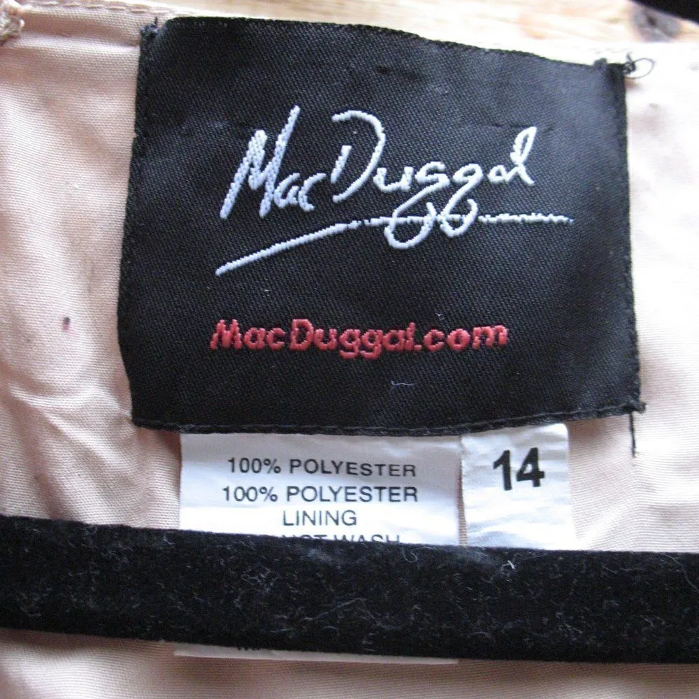 NWOT Mac Duggal Sequin Embellished Nude Silver Faux Wrap Dress FLAW - Image 11