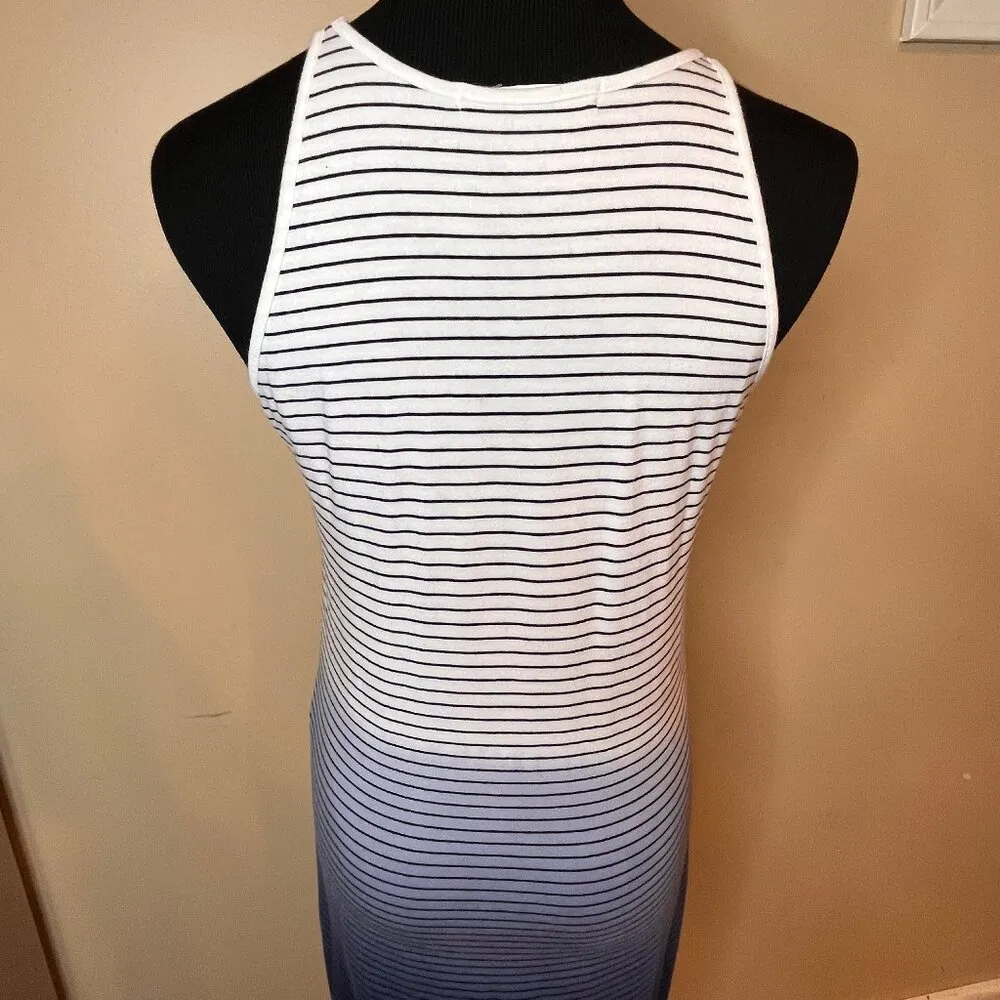 Athleta Sunkissed Midi Dress Blue White Ombre Size S Stretchy Tank Dress Casual - Image 7